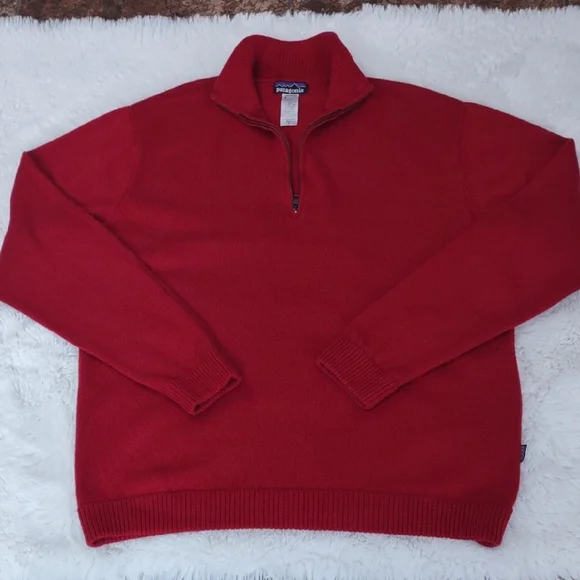 Patagonia 80%Lambswool,20%Nylon, Size XL,Red Half-Zip Sweater - Picture 16 of 17